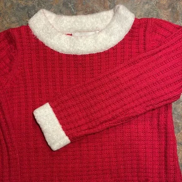 Camilla Girls 6x Holiday Sweater Dress Red and Cream - Picture 2 of 7